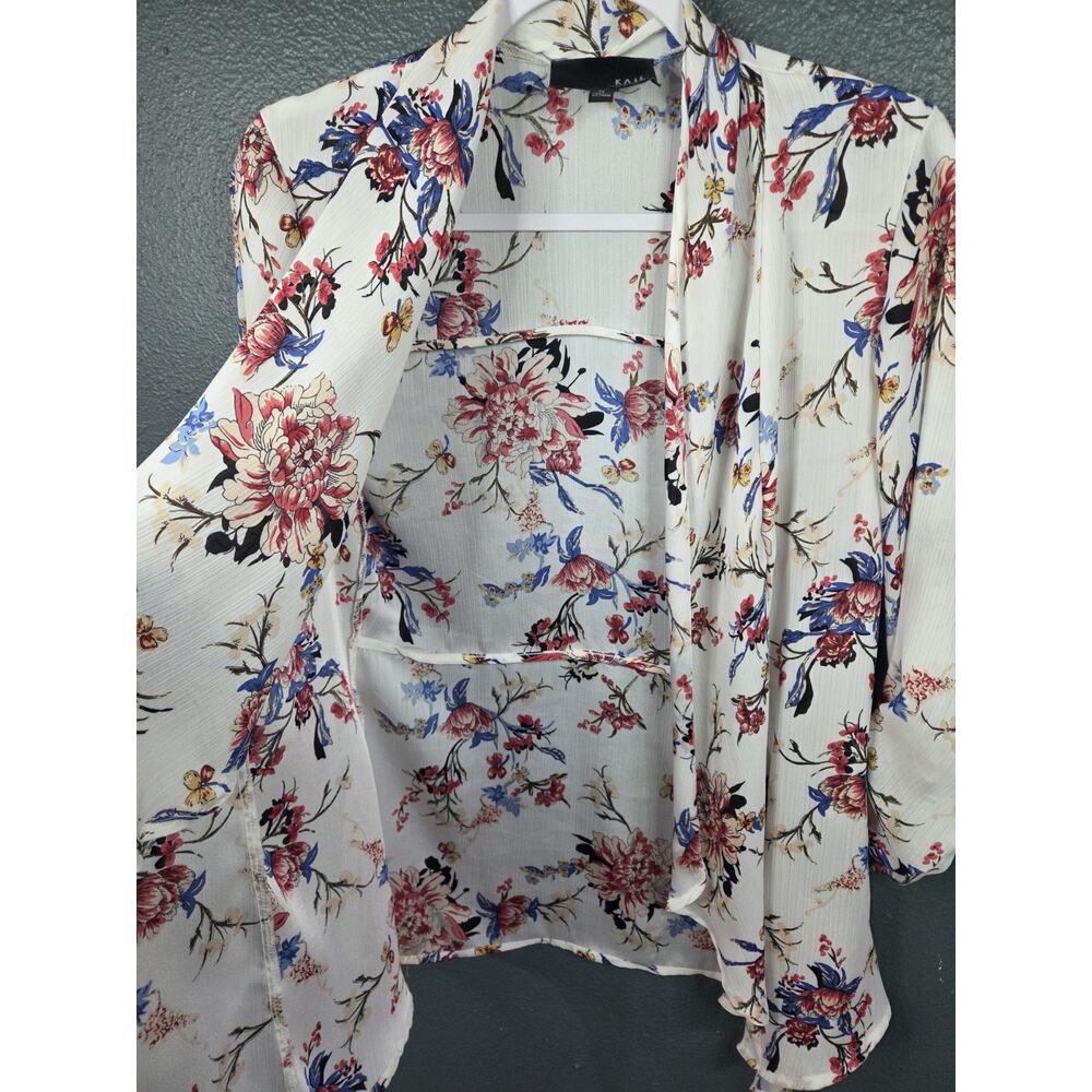 Kaii Los Angeles Top Women Small White Floral 3/4 Sleeve Cardigan - Picture 12 of 14